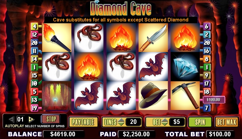 Diamond Cave Video Bonus Slot Game InterCasino